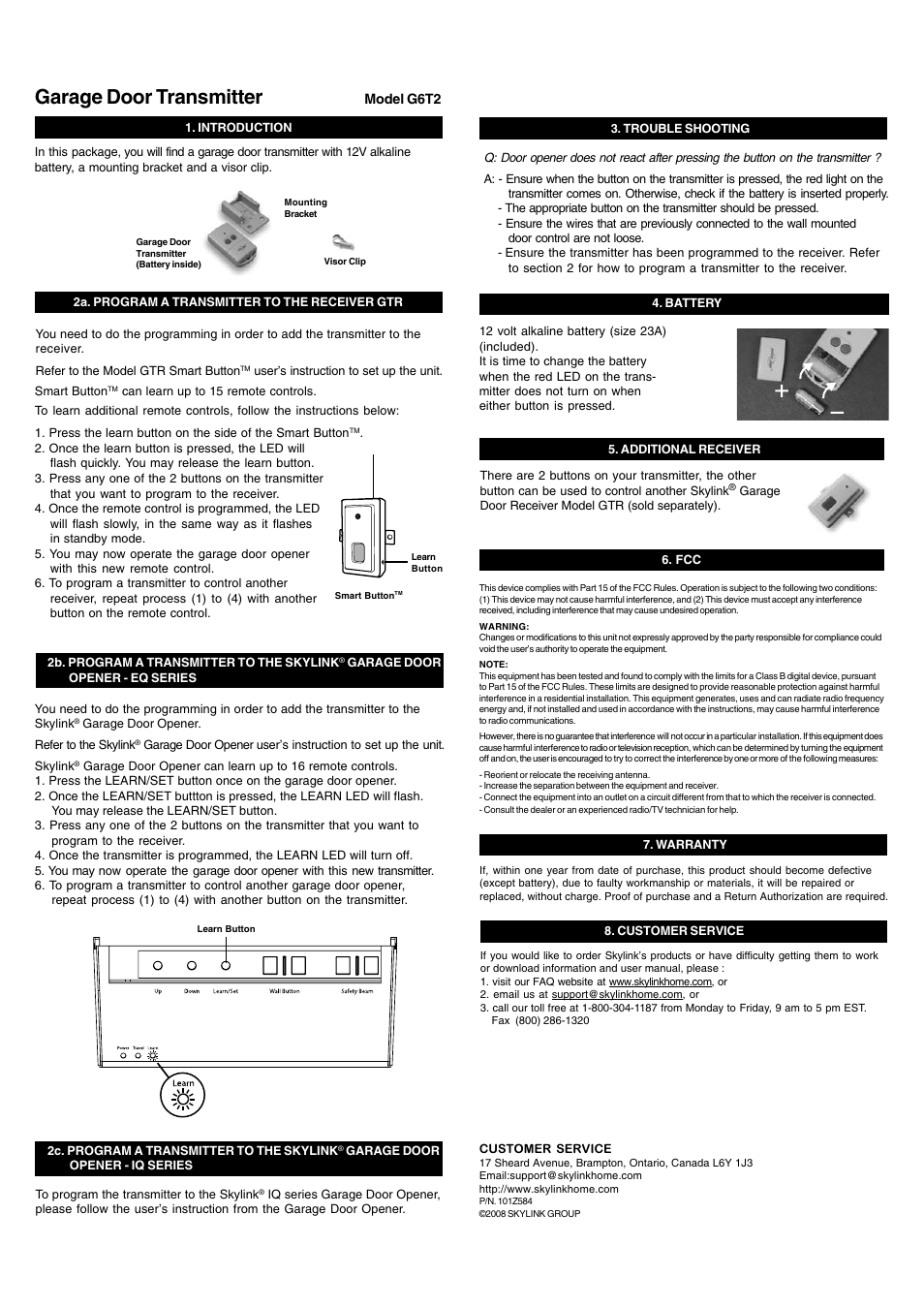 Skylink G6T2 User Manual | 1 page