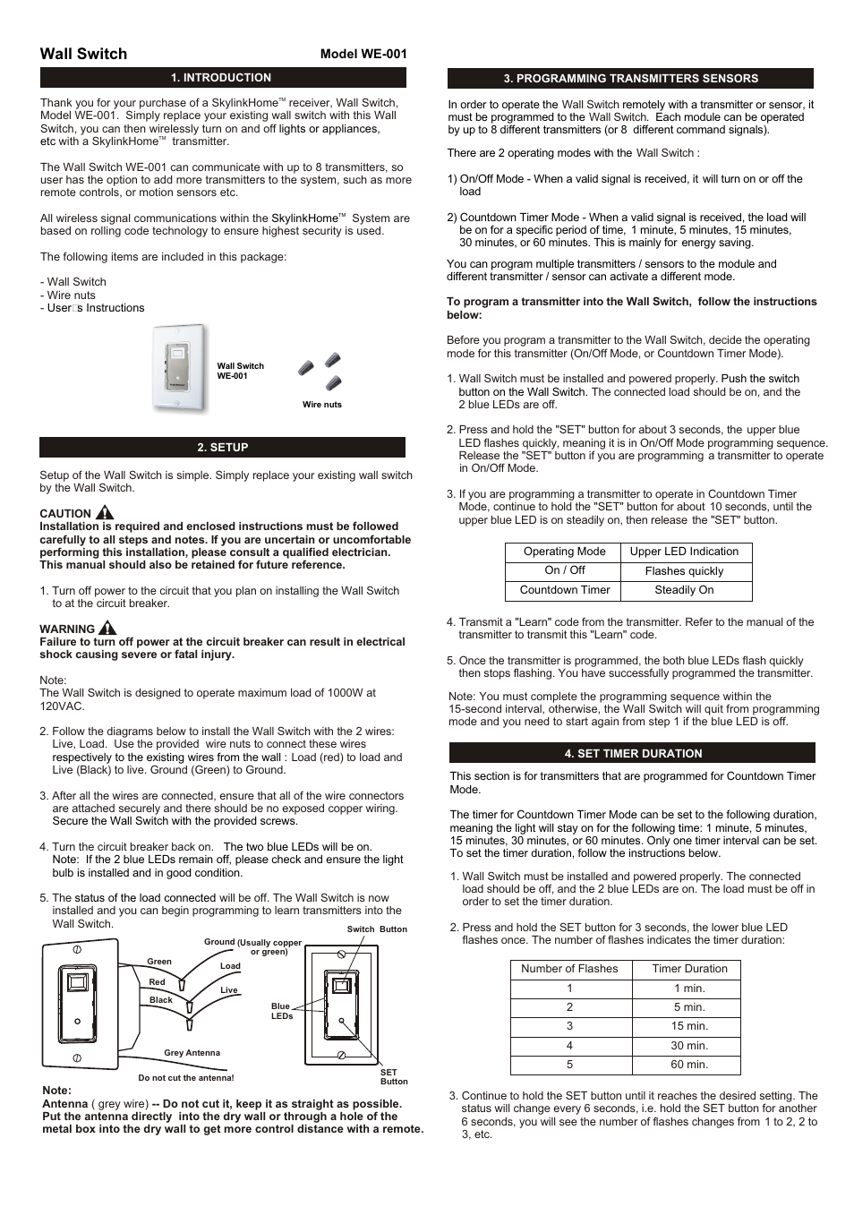 Skylink WE-001 User Manual | 2 pages