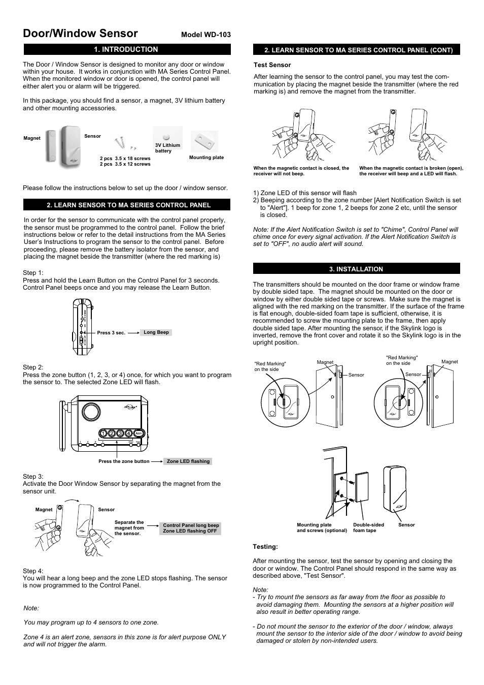 Skylink WD-103 User Manual | 6 pages