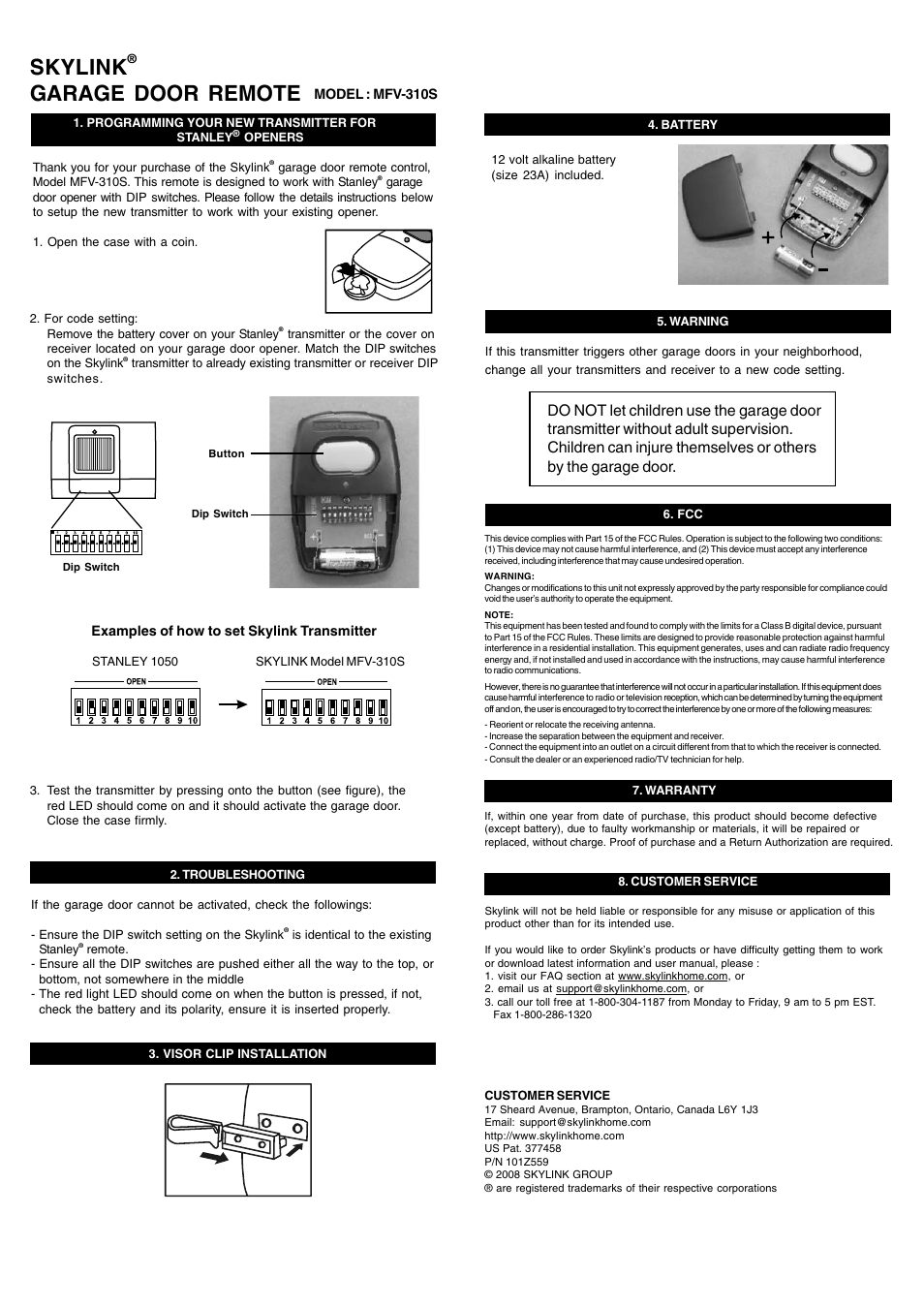 Skylink MFV-310S User Manual | 1 page