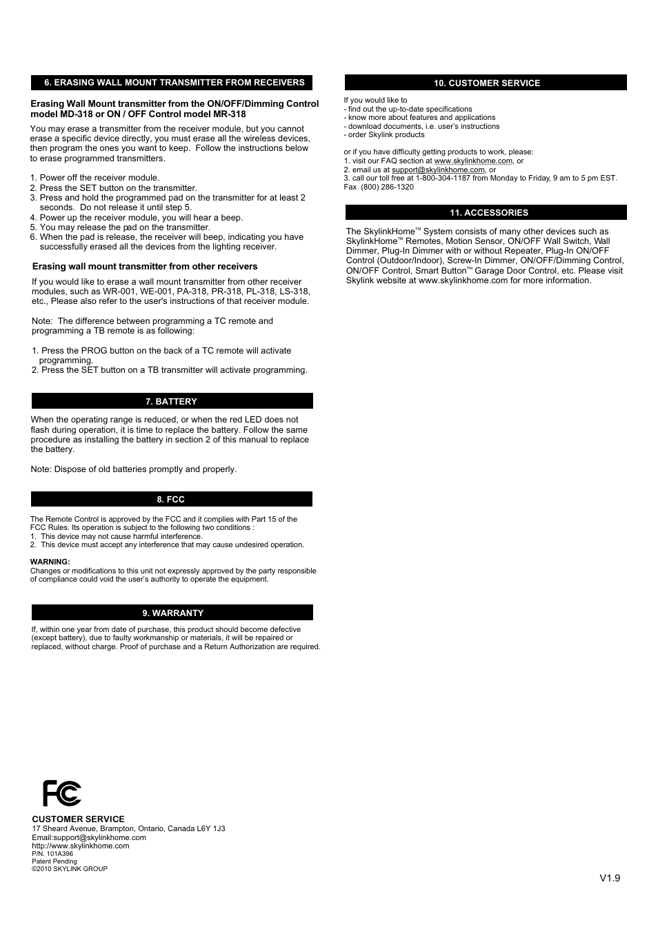 Skylink WALL MOUNT TB-318 User Manual | Page 2 / 2
