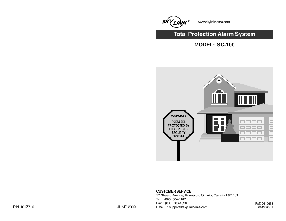 Skylink TOTAL PROTECTION SC-100 User Manual | 16 pages