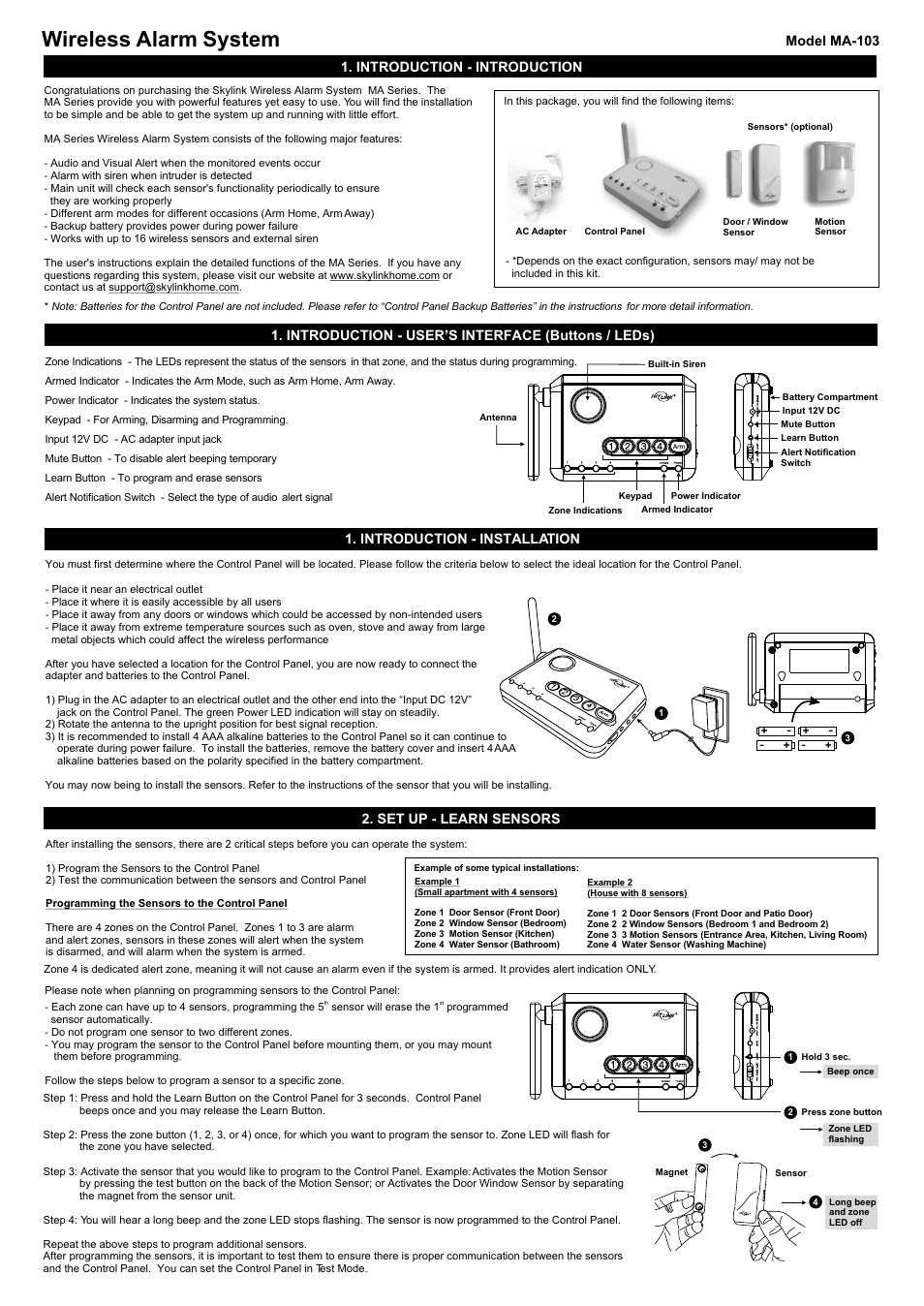 Skylink MA-103 User Manual | 4 pages