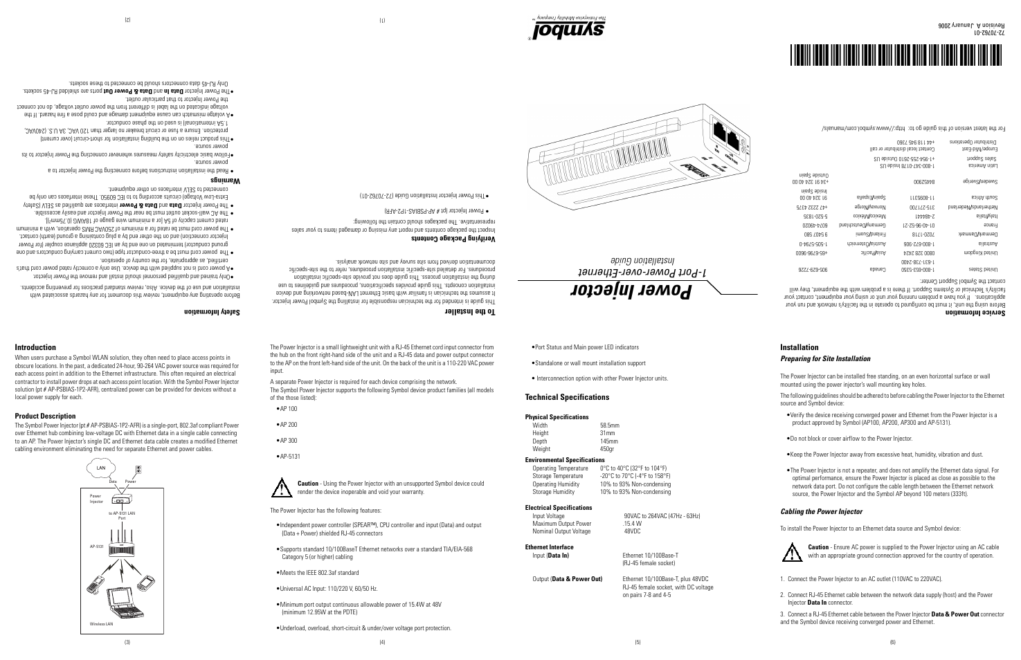 Symbol Technologies 1-PortPower-over-Ethernet User Manual | 2 pages