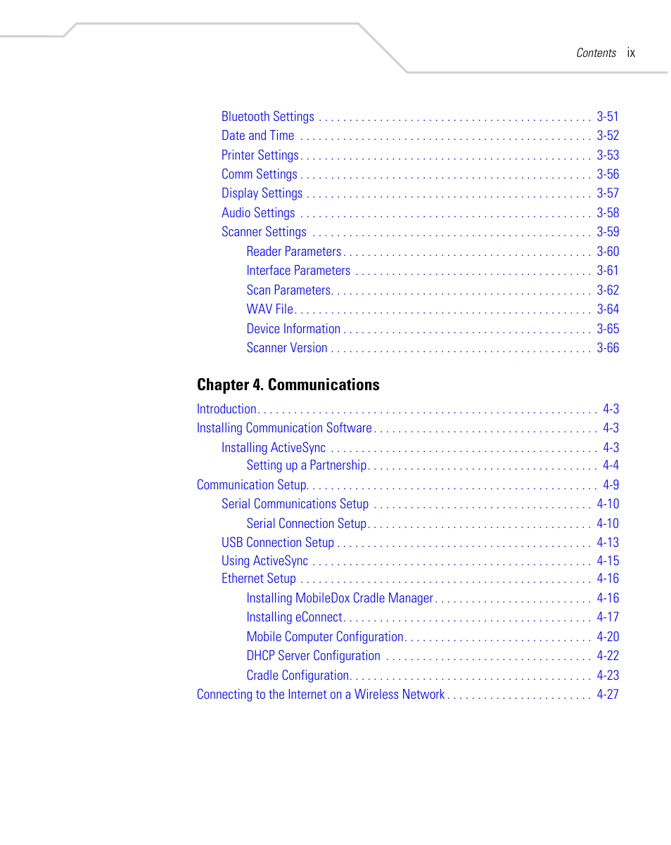 Chapter 4. communications | Symbol Technologies MC9000-K User Manual | Page 11 / 534