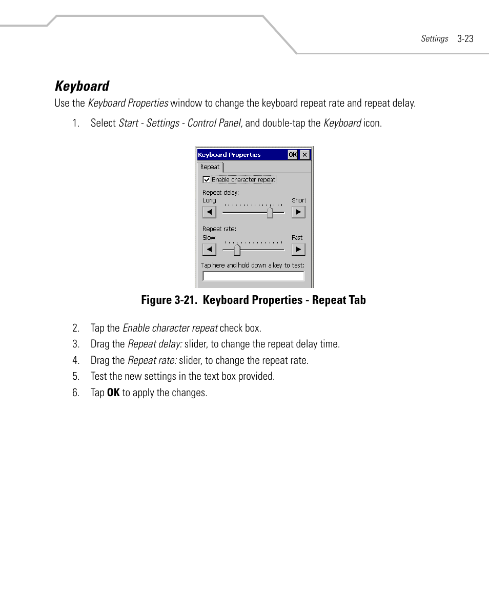 Keyboard, Keyboard -23 | Symbol Technologies MC9000-K User Manual | Page 115 / 534
