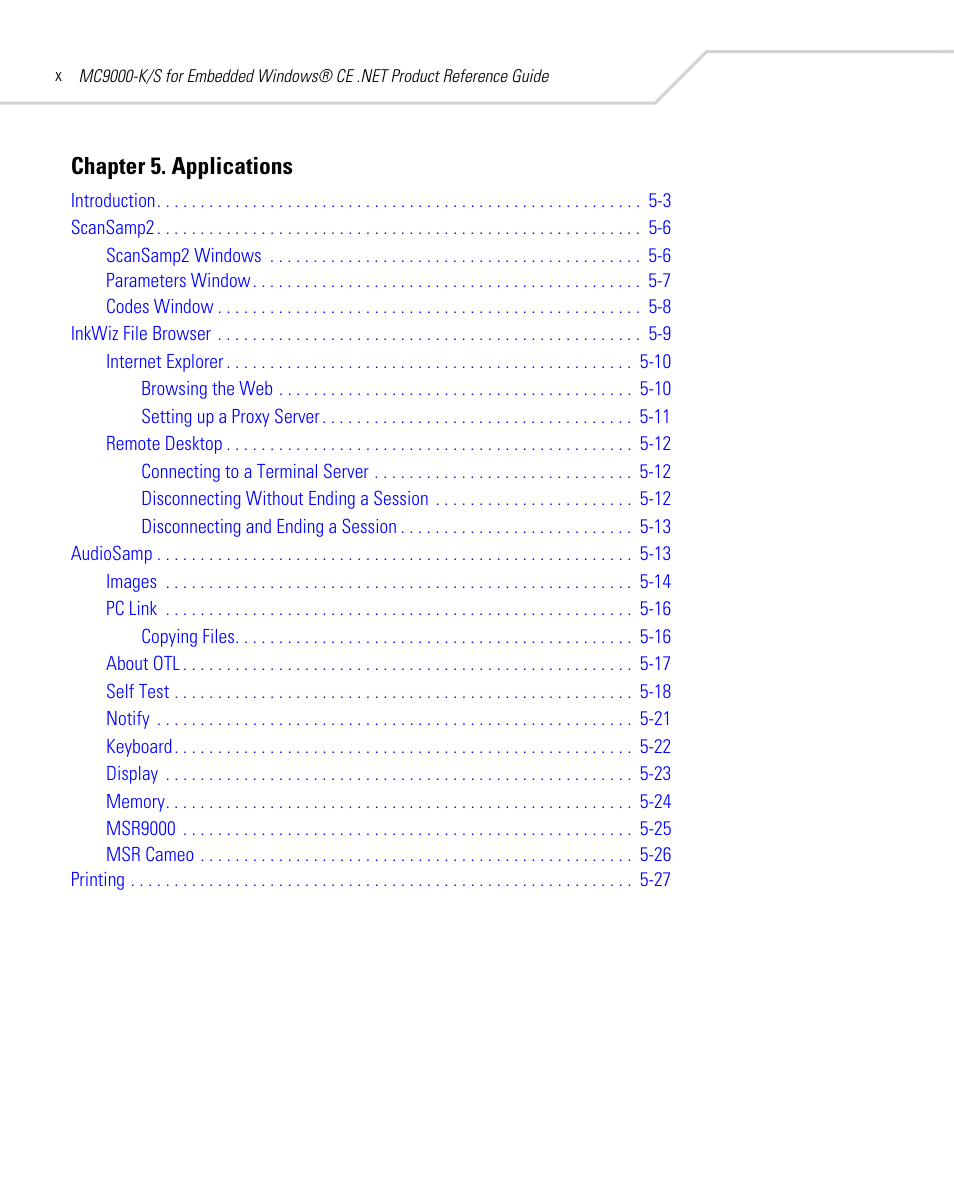 Chapter 5. applications | Symbol Technologies MC9000-K User Manual | Page 12 / 534