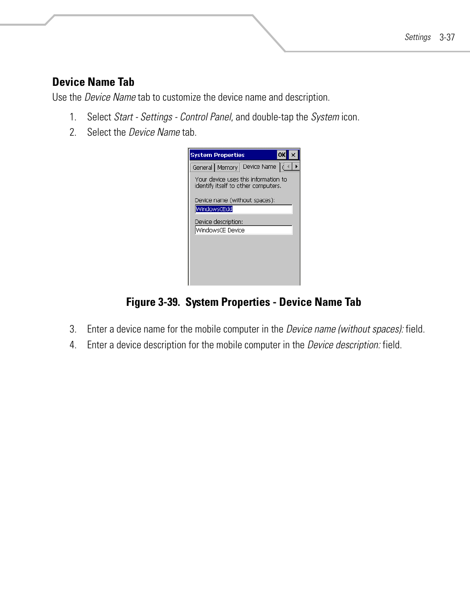 Device name tab, Device name tab -37 | Symbol Technologies MC9000-K User Manual | Page 129 / 534