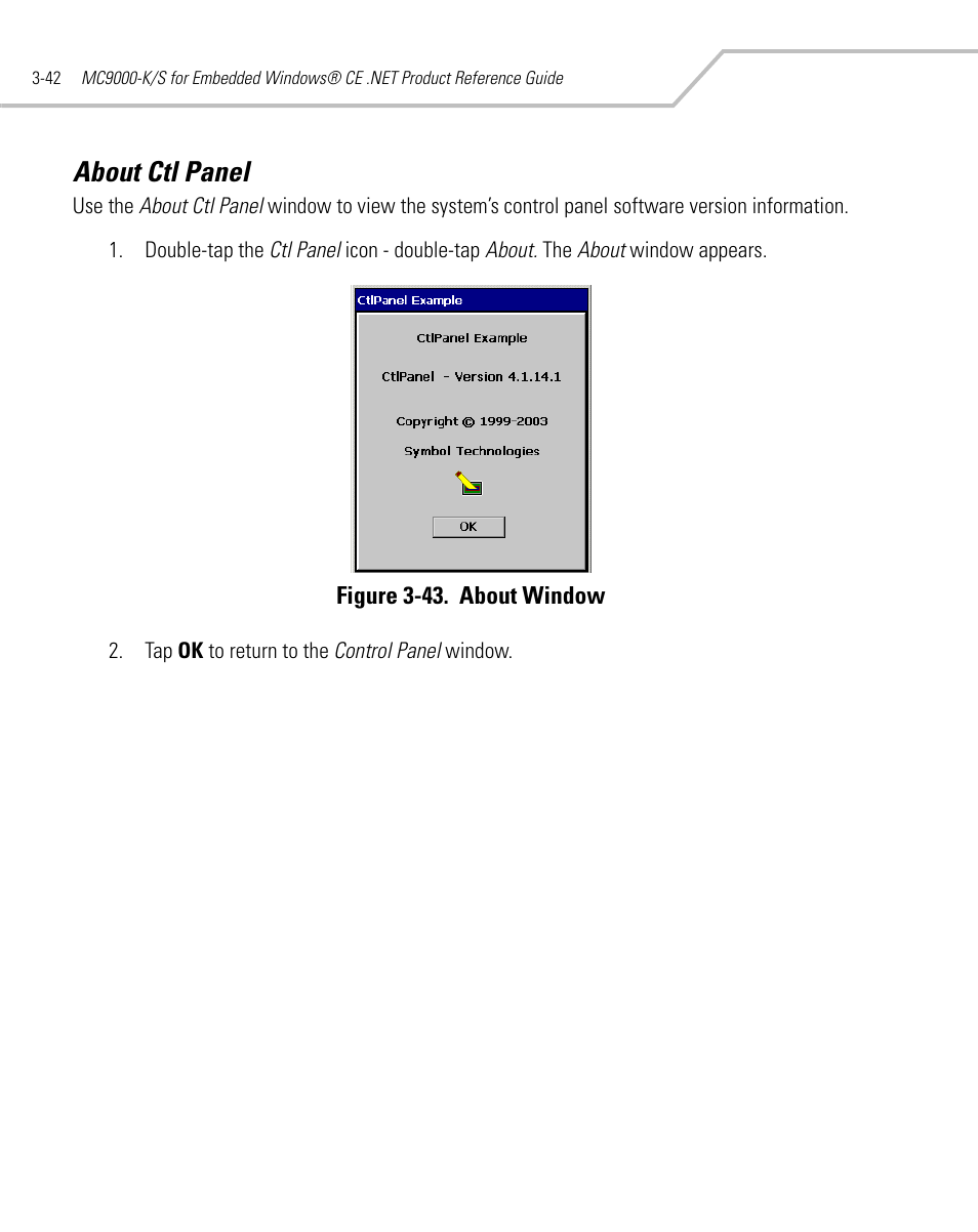 About ctl panel, About ctl panel -42 | Symbol Technologies MC9000-K User Manual | Page 134 / 534