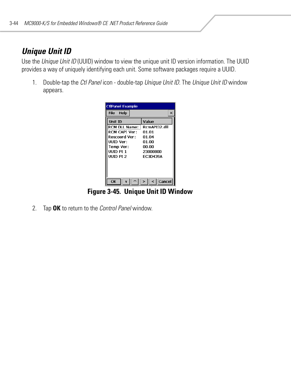 Unique unit id, Unique unit id -44 | Symbol Technologies MC9000-K User Manual | Page 136 / 534