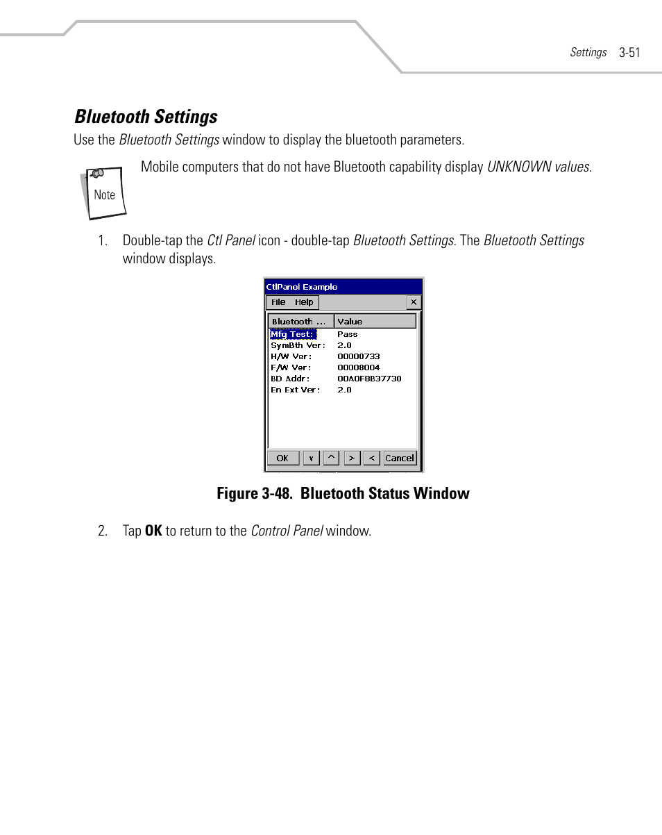 Bluetooth settings, Bluetooth settings -51 | Symbol Technologies MC9000-K User Manual | Page 143 / 534