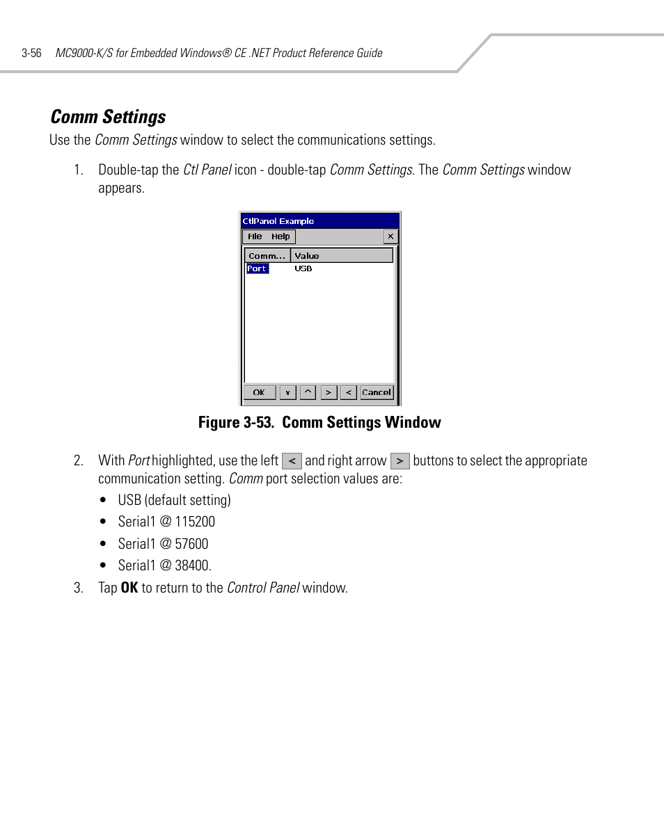 Comm settings, Comm settings -56 | Symbol Technologies MC9000-K User Manual | Page 148 / 534