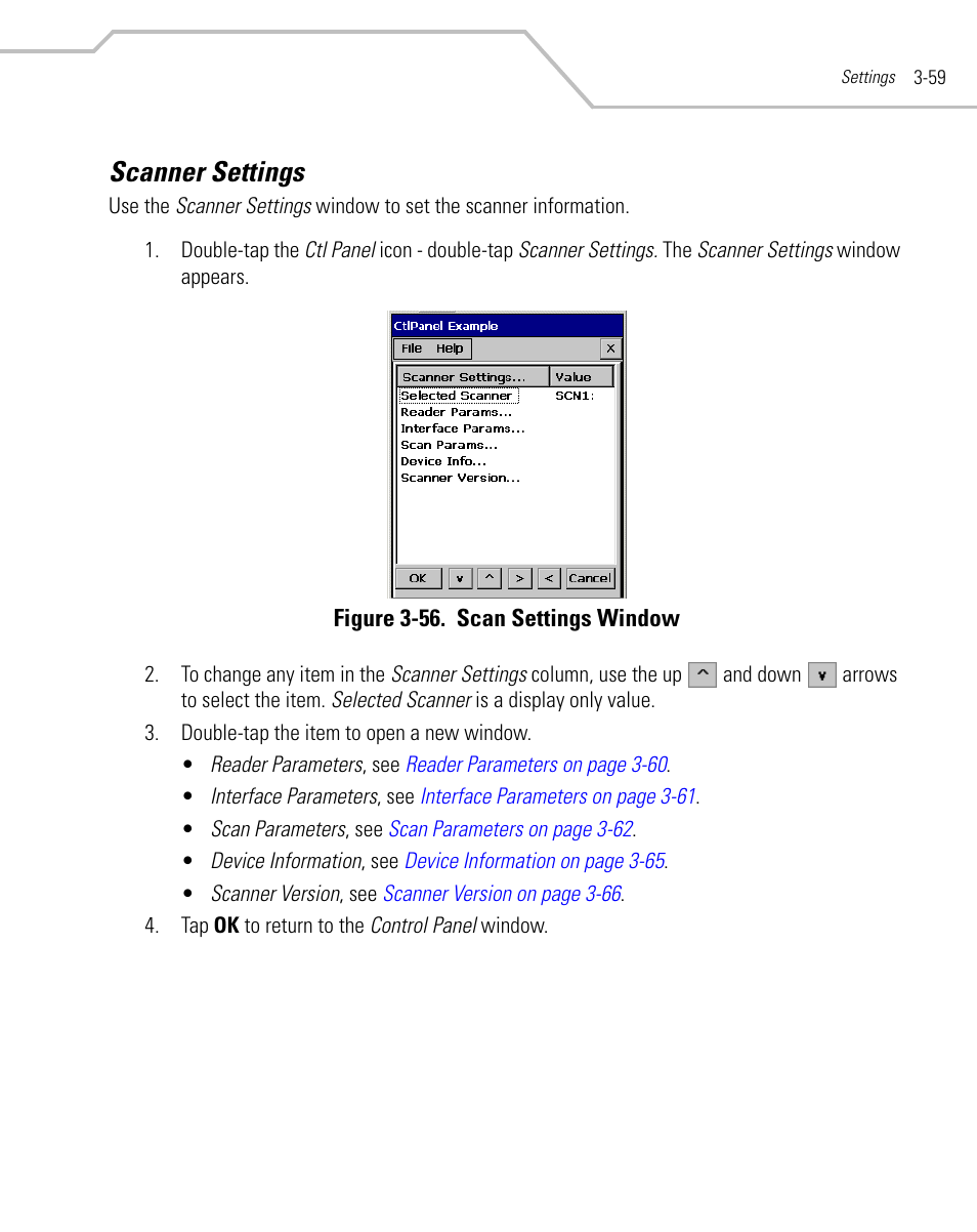 Scanner settings, Scanner settings -59 | Symbol Technologies MC9000-K User Manual | Page 151 / 534