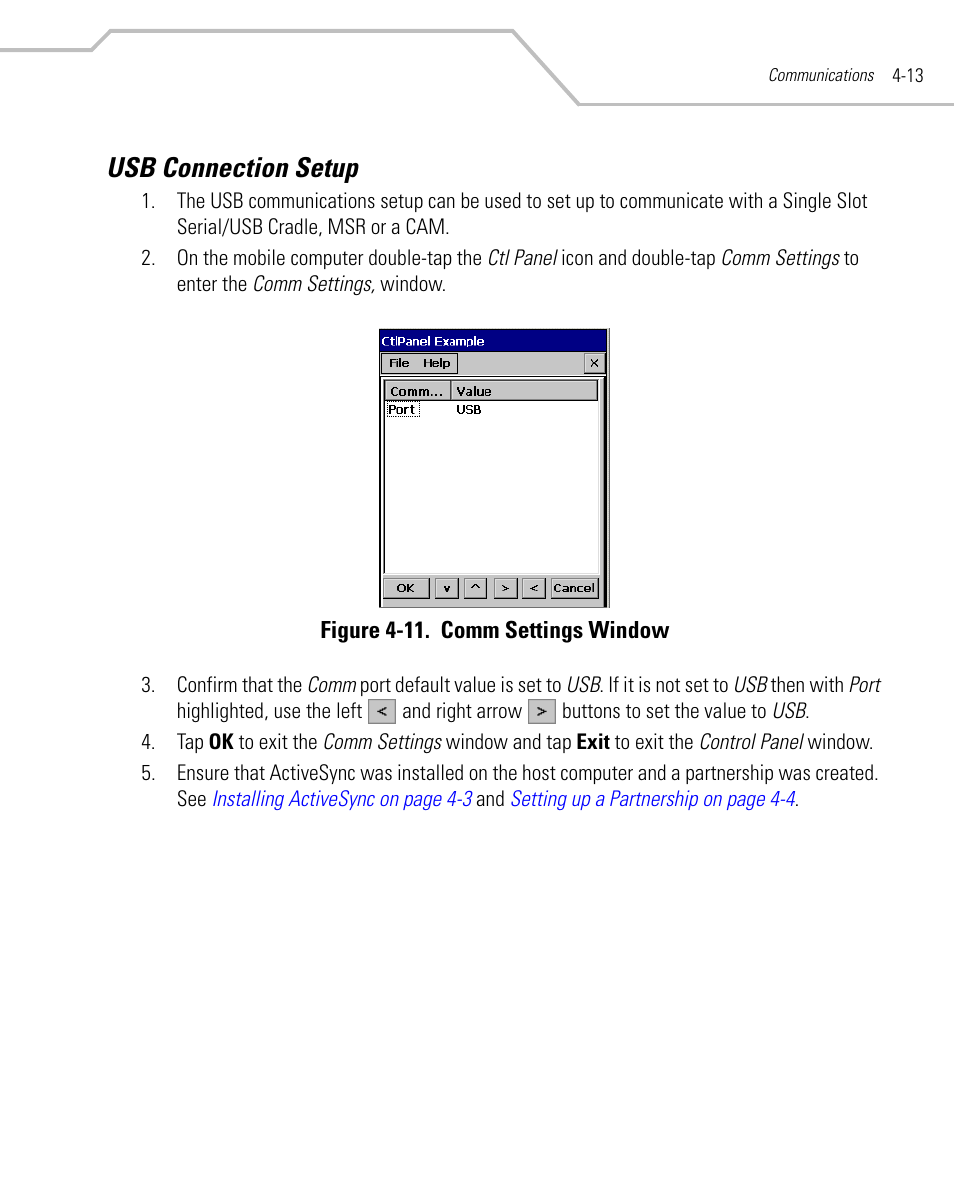 Usb connection setup, Usb connection setup -13 | Symbol Technologies MC9000-K User Manual | Page 171 / 534