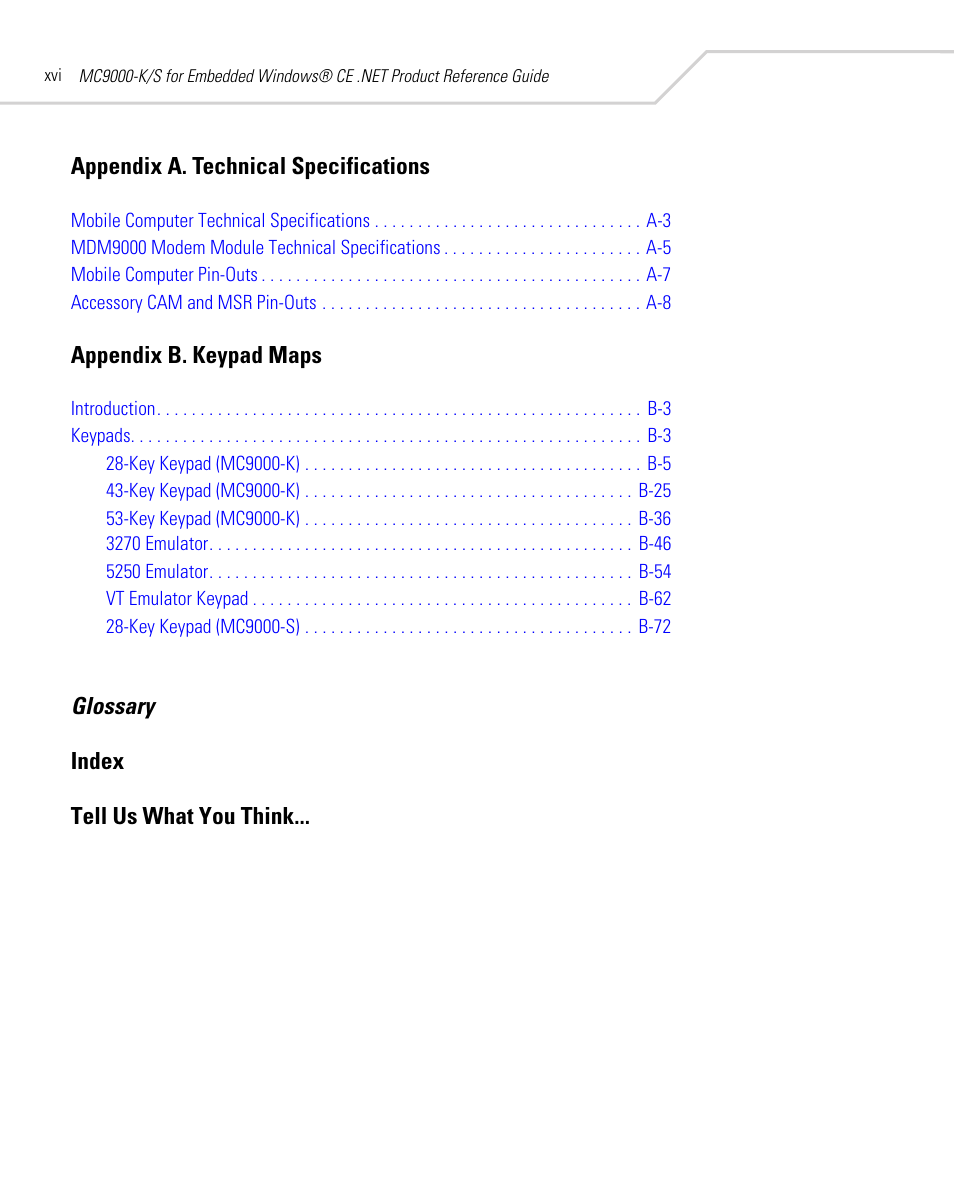 Symbol Technologies MC9000-K User Manual | Page 18 / 534