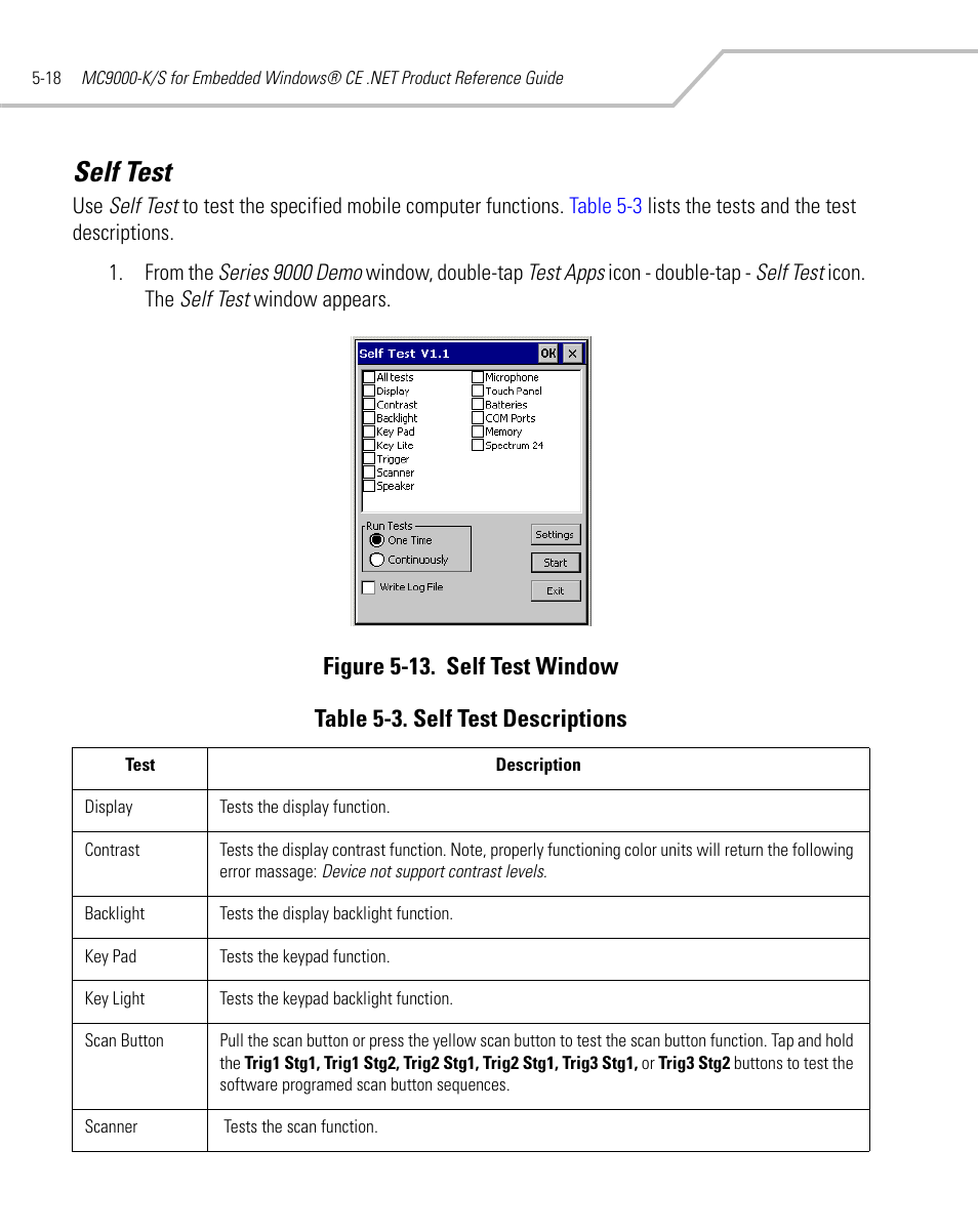 Self test, Self test -18 | Symbol Technologies MC9000-K User Manual | Page 208 / 534