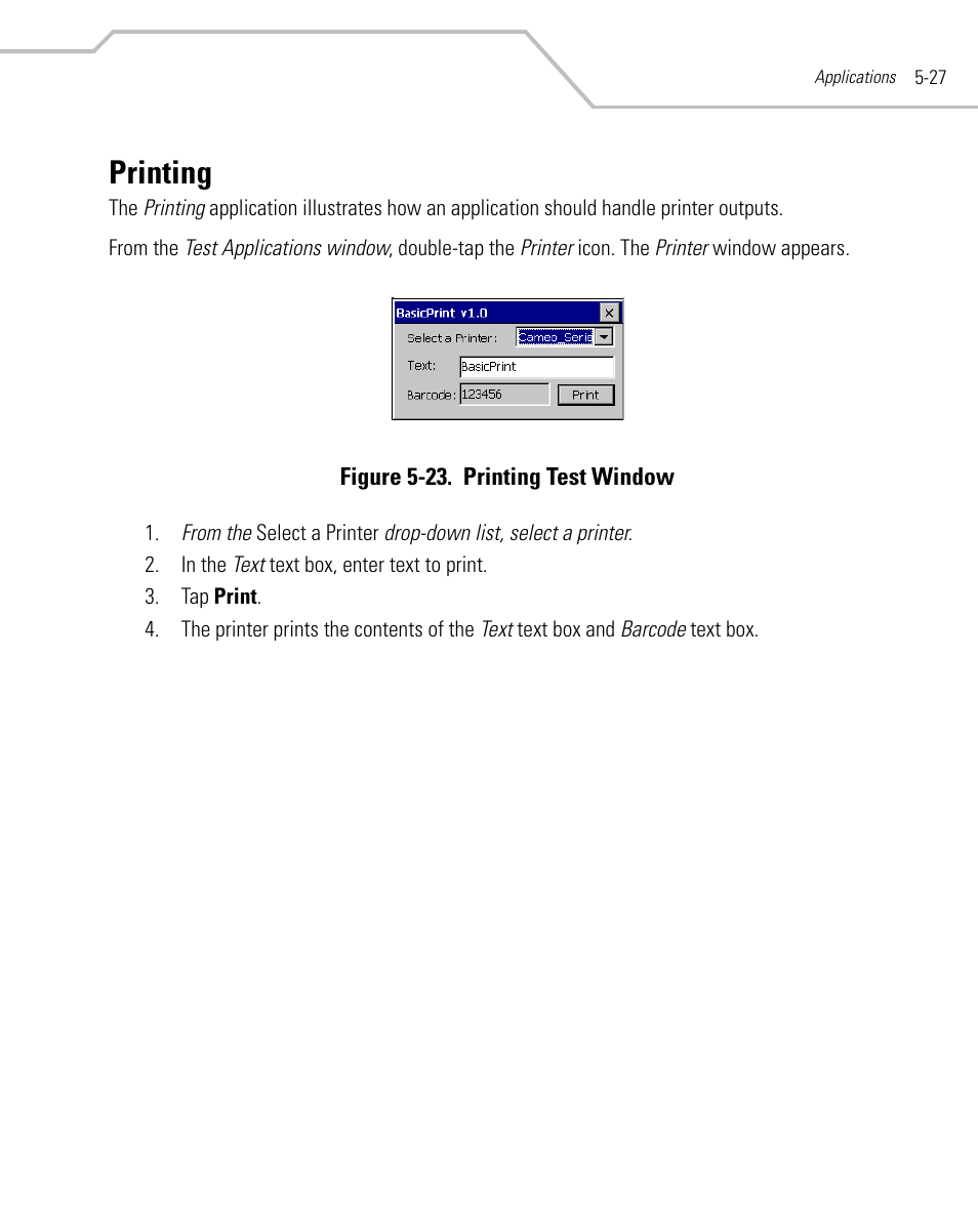 Printing, Printing -27 | Symbol Technologies MC9000-K User Manual | Page 217 / 534