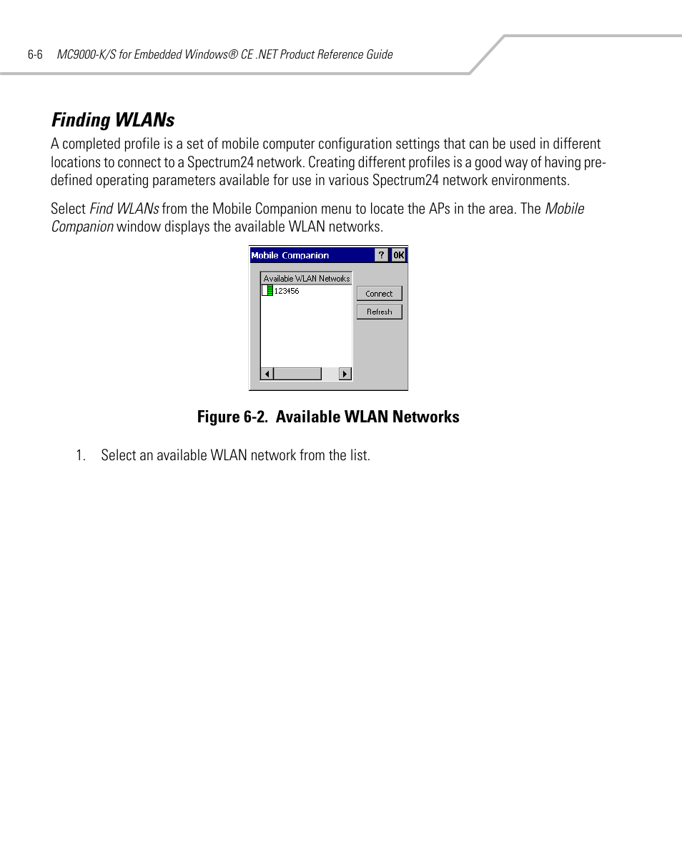 Finding wlans, Finding wlans -6 | Symbol Technologies MC9000-K User Manual | Page 224 / 534
