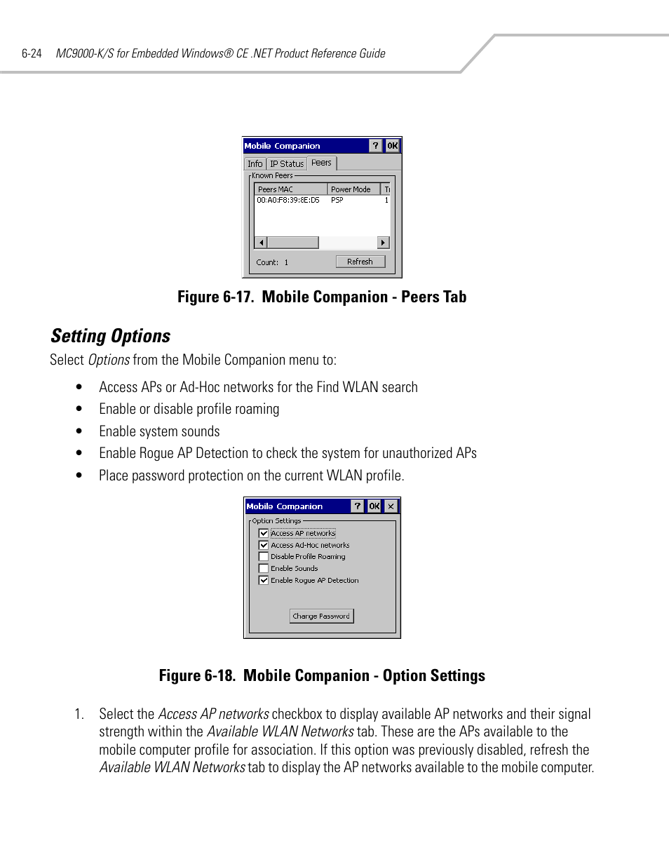 Setting options, Setting options -24 | Symbol Technologies MC9000-K User Manual | Page 242 / 534