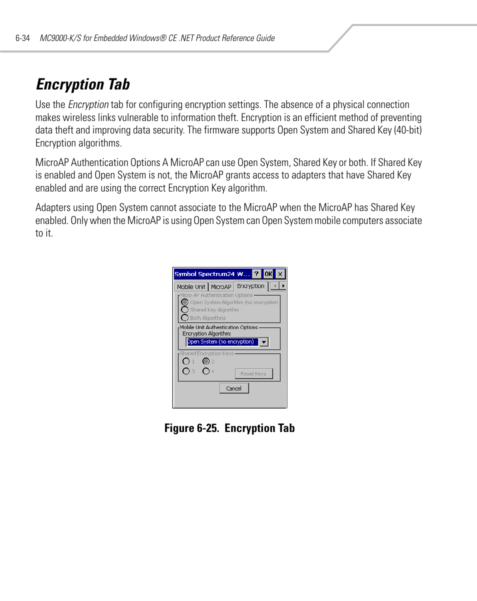 Encryption tab, Encryption tab -34 | Symbol Technologies MC9000-K User Manual | Page 252 / 534