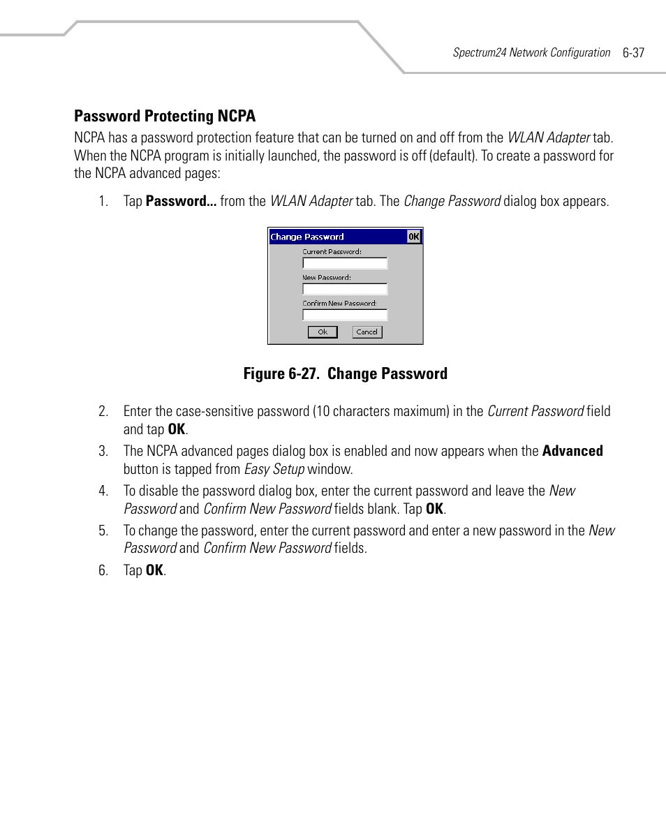 Password protecting ncpa, Password protecting ncpa -37 | Symbol Technologies MC9000-K User Manual | Page 255 / 534