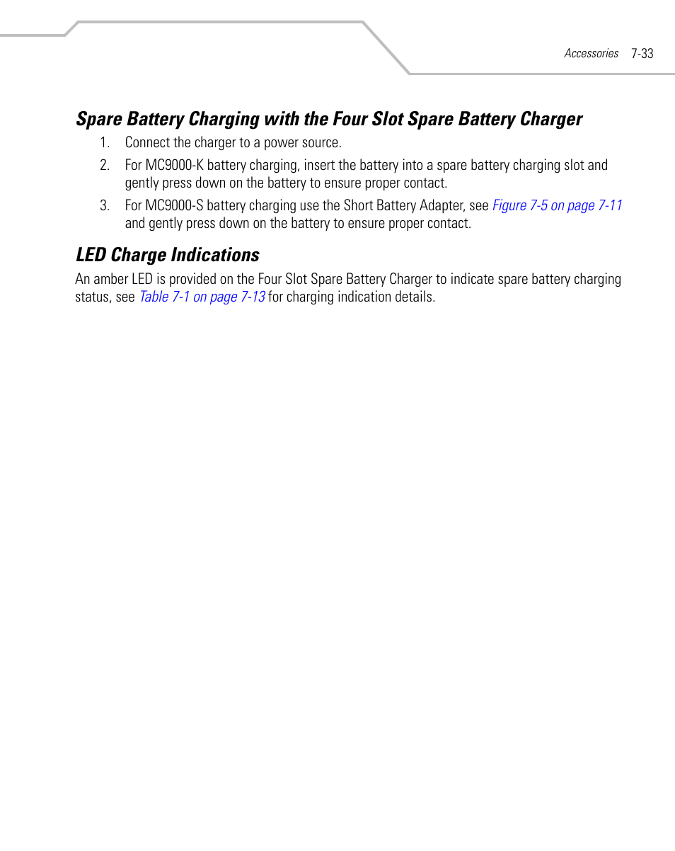 Led charge indications | Symbol Technologies MC9000-K User Manual | Page 289 / 534