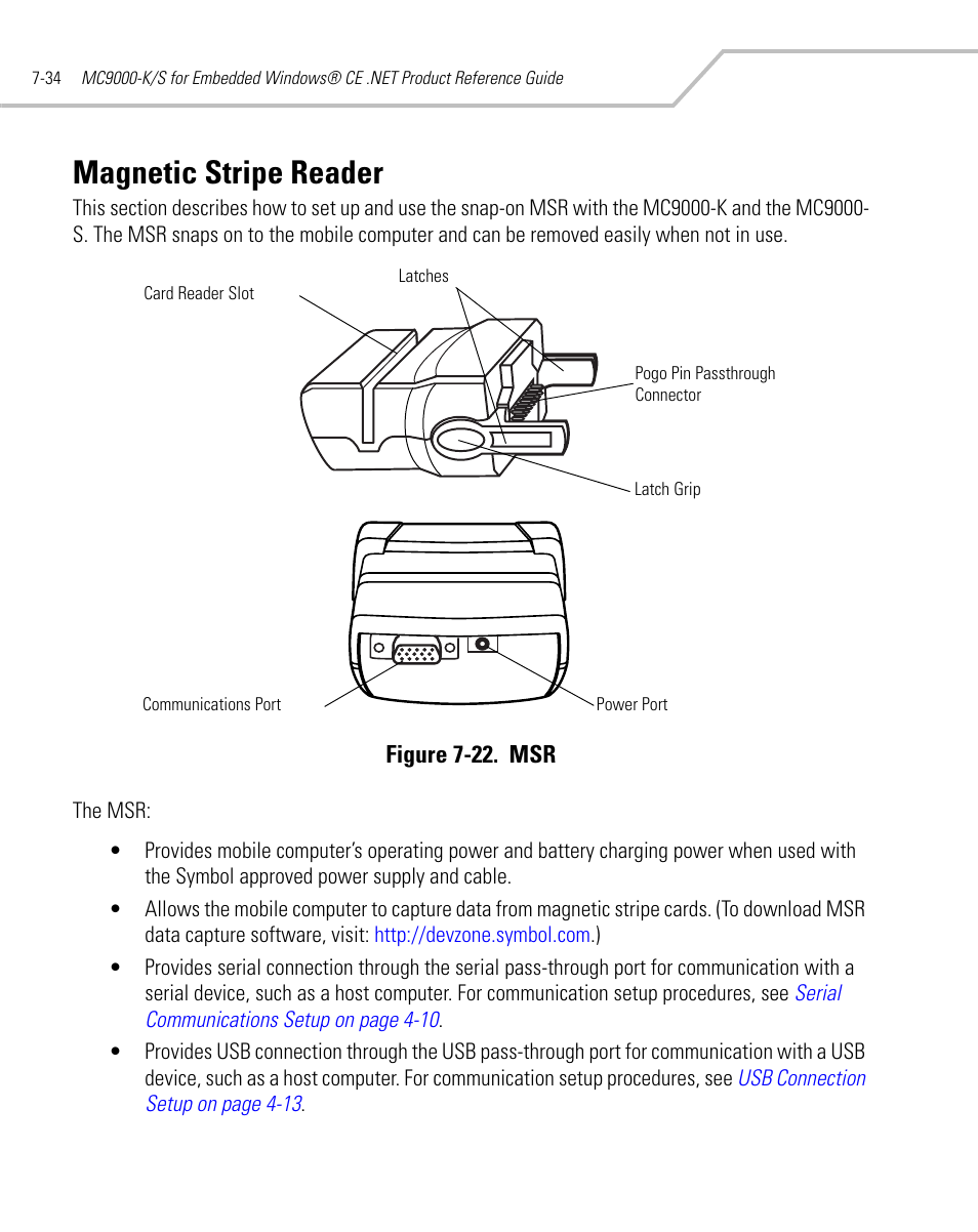 Magnetic stripe reader, Magnetic stripe reader -34 | Symbol Technologies MC9000-K User Manual | Page 290 / 534