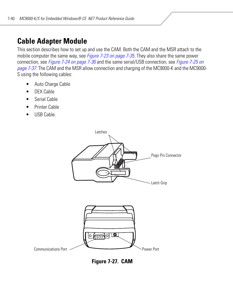 Cable adapter module, Cable adapter module -40 | Symbol Technologies MC9000-K User Manual | Page 296 / 534