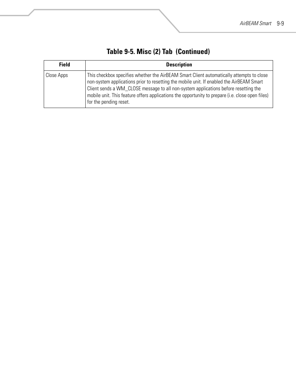 Table 9-5. misc (2) tab (continued) | Symbol Technologies MC9000-K User Manual | Page 333 / 534