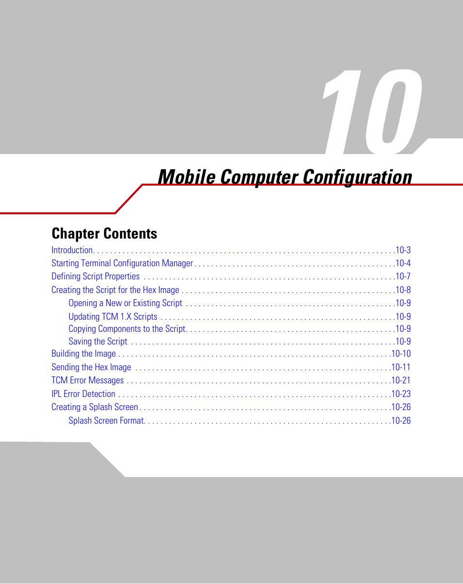 Mobile computer configuration, Chapter 10. mobile computer configuration, Chapter 10, mobile computer configuration | Chapter, 10, mobile computer configuration, Chapter contents | Symbol Technologies MC9000-K User Manual | Page 337 / 534