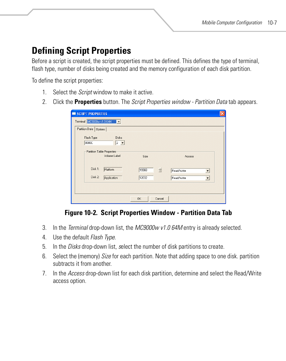 Defining script properties, Defining script properties -7 | Symbol Technologies MC9000-K User Manual | Page 343 / 534