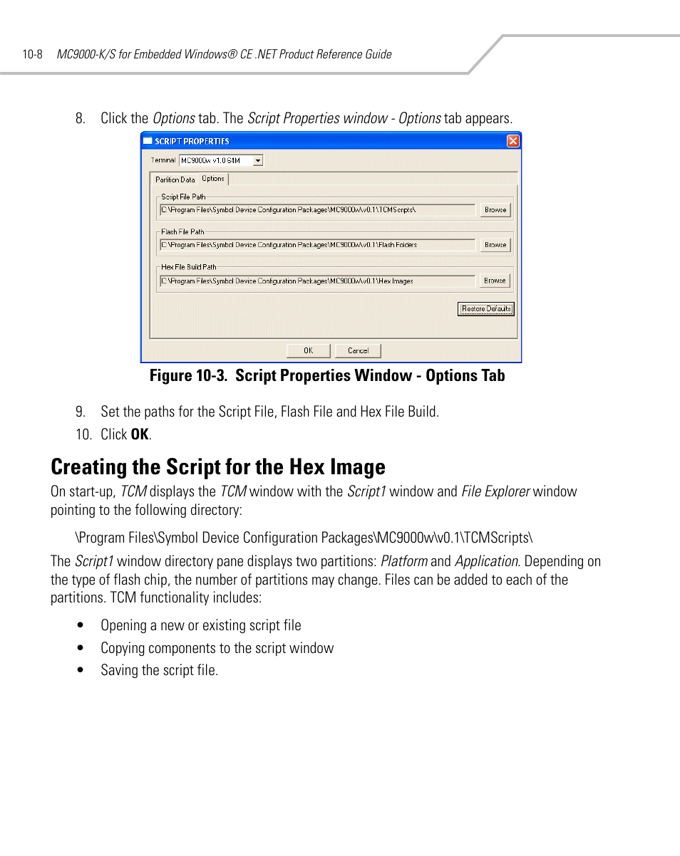 Creating the script for the hex image, Creating the script for the hex image -8 | Symbol Technologies MC9000-K User Manual | Page 344 / 534