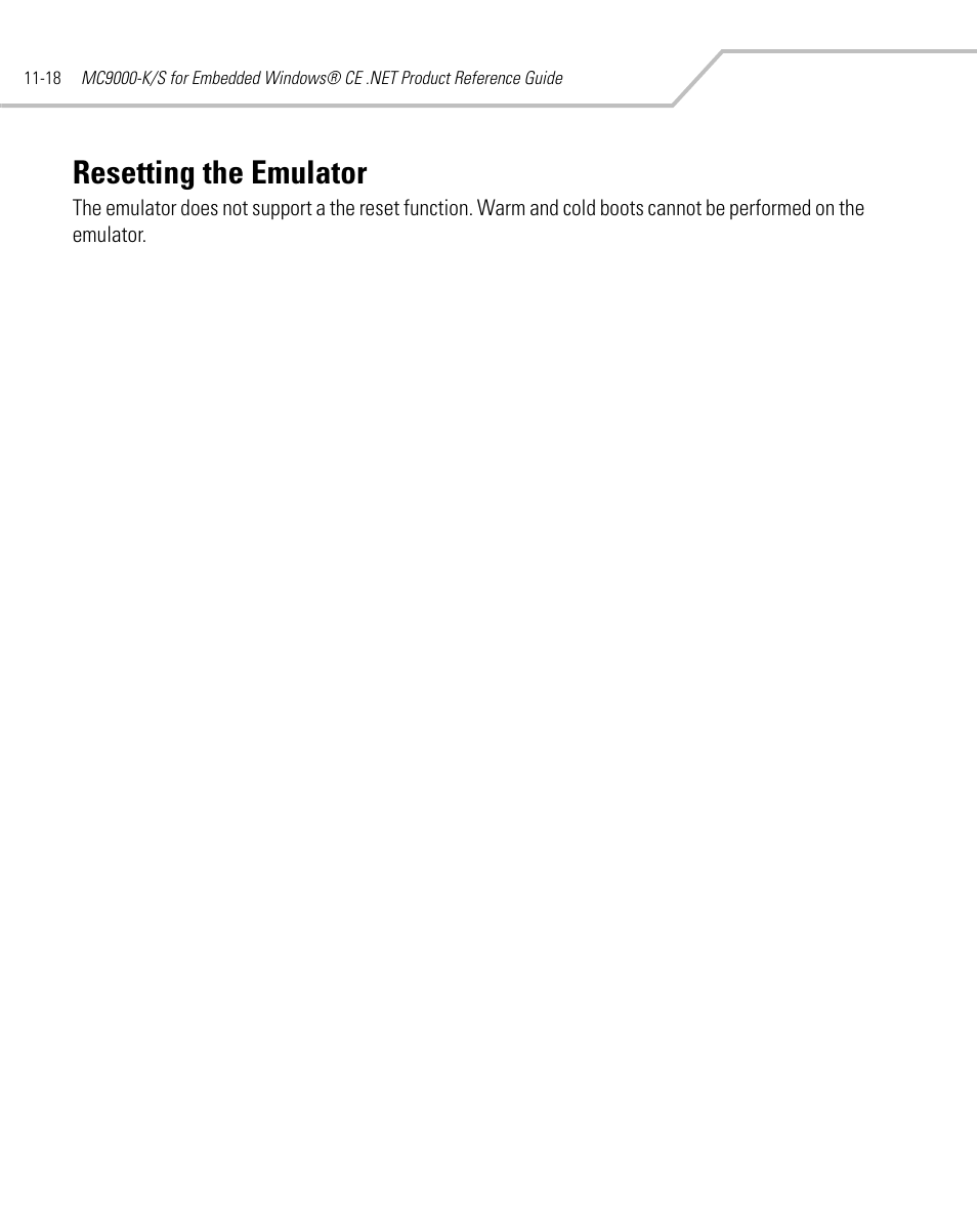 Resetting the emulator, Resetting the emulator -18 | Symbol Technologies MC9000-K User Manual | Page 386 / 534