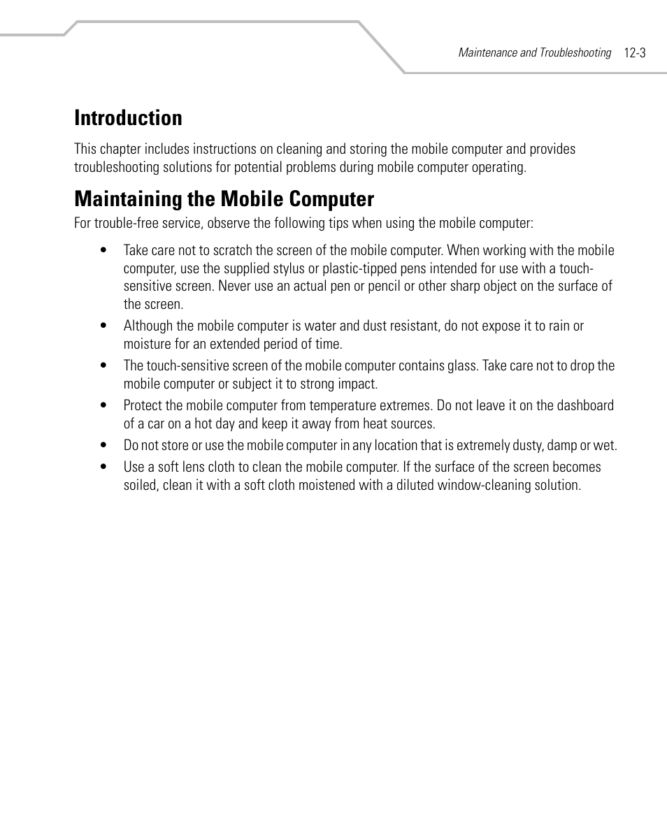Introduction, Maintaining the mobile computer, Introduction -3 maintaining the mobile computer -3 | Symbol Technologies MC9000-K User Manual | Page 389 / 534