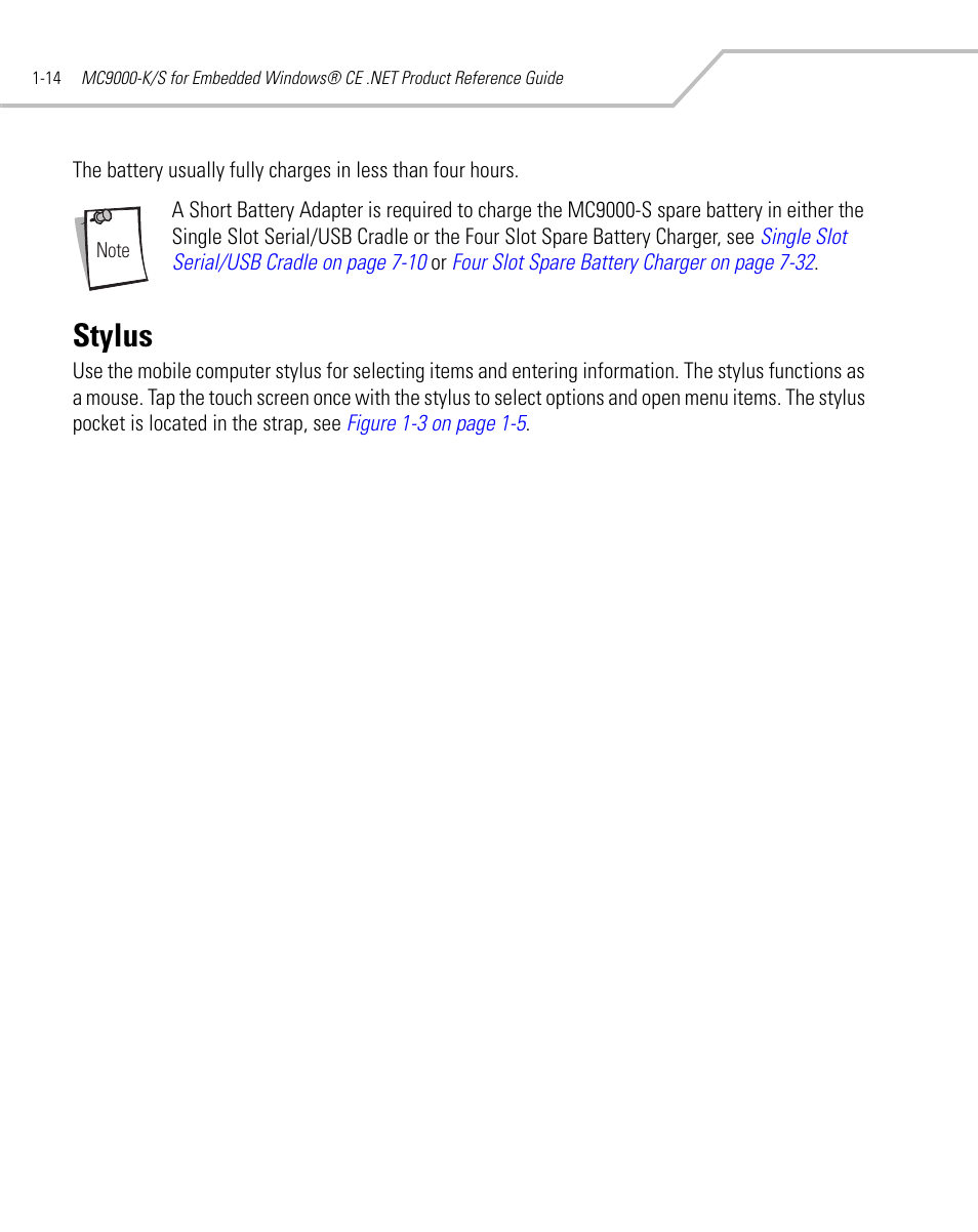 Stylus, Stylus -14 | Symbol Technologies MC9000-K User Manual | Page 42 / 534