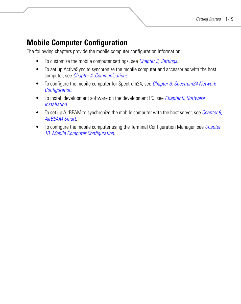 Mobile computer configuration, Mobile computer configuration -19 | Symbol Technologies MC9000-K User Manual | Page 47 / 534