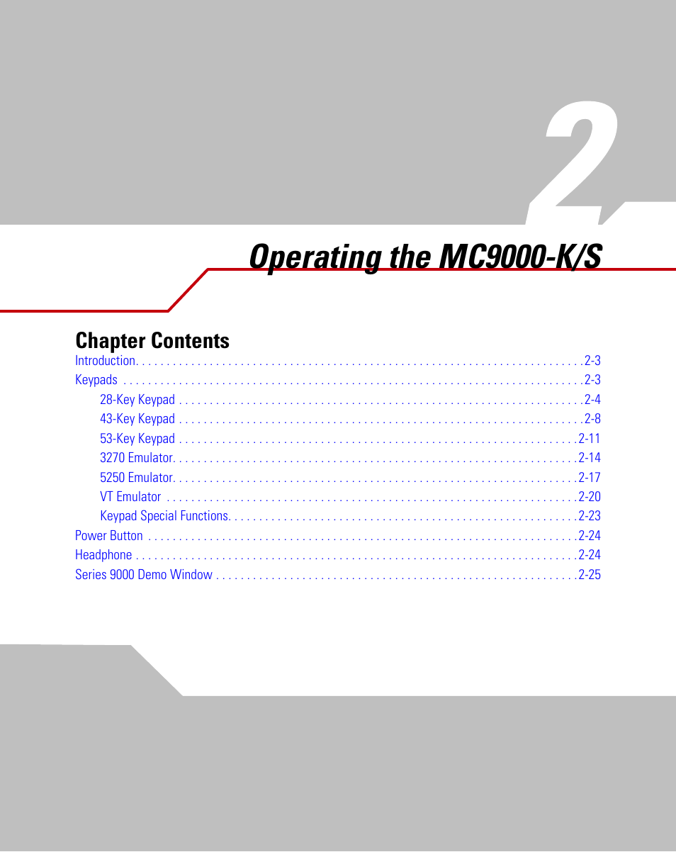 Operating the mc9000-k/s, Chapter 2. operat, Chapter 2, operating the mc9000-k/s | Symbol Technologies MC9000-K User Manual | Page 49 / 534