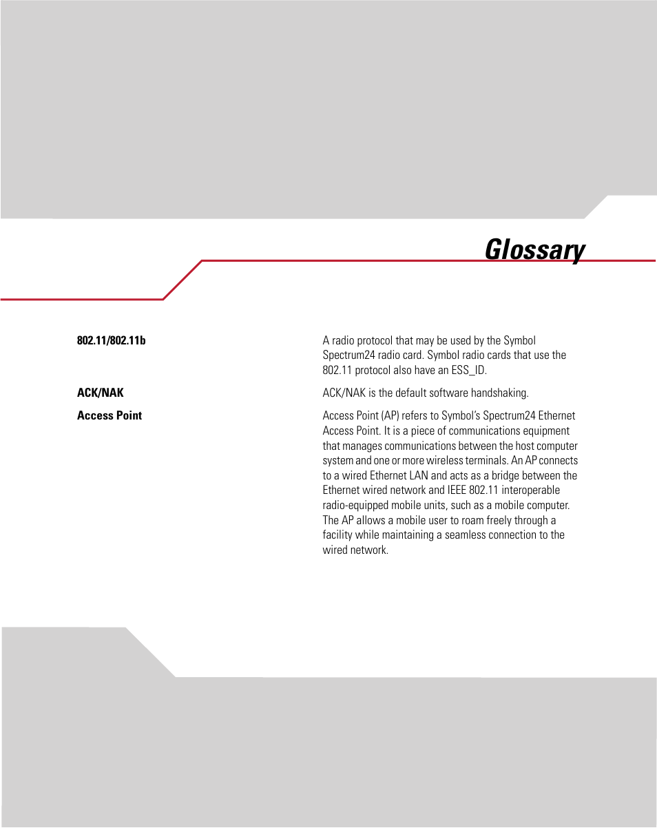 Glossary | Symbol Technologies MC9000-K User Manual | Page 503 / 534