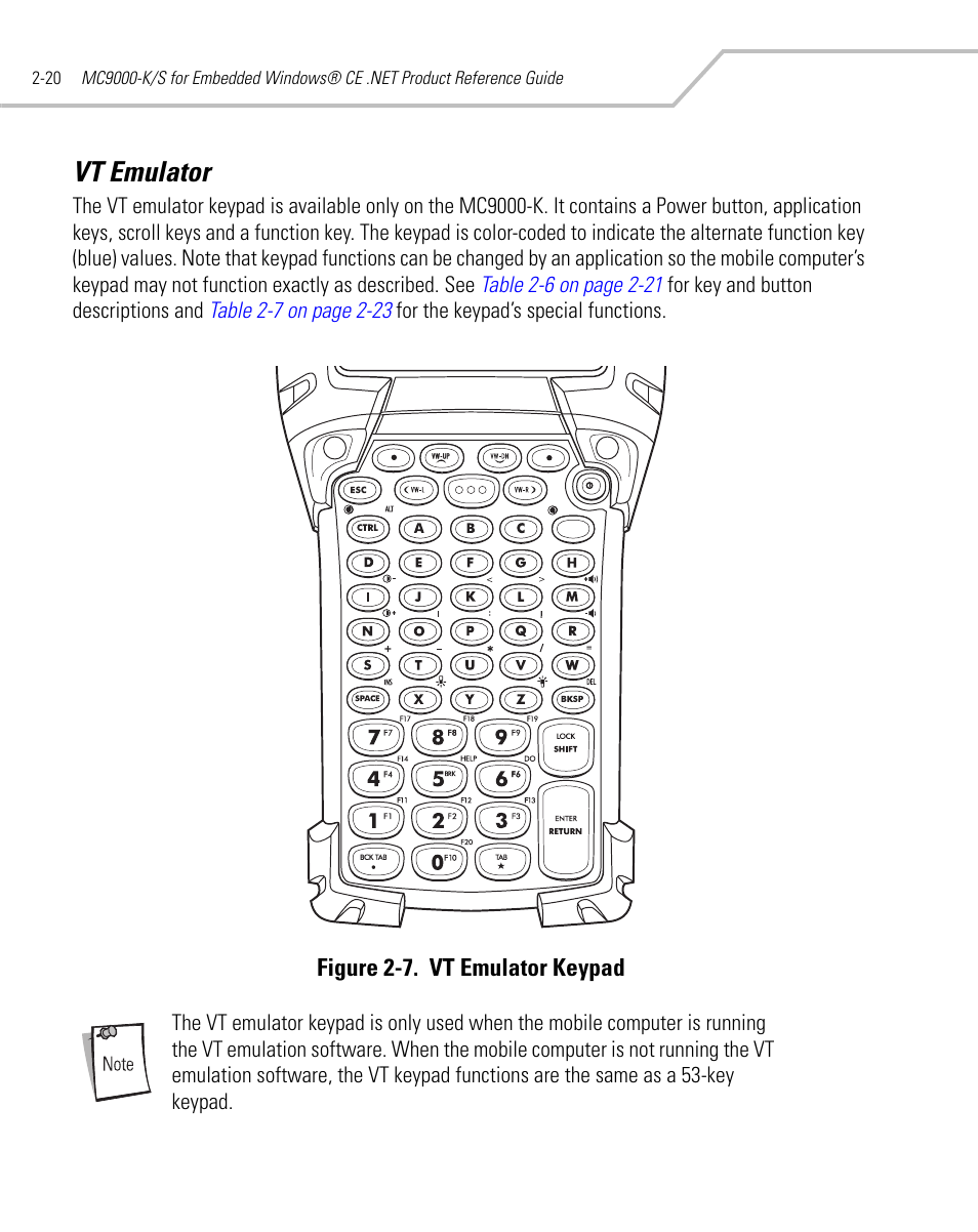 Vt emulator, Vt emulator -20 | Symbol Technologies MC9000-K User Manual | Page 68 / 534