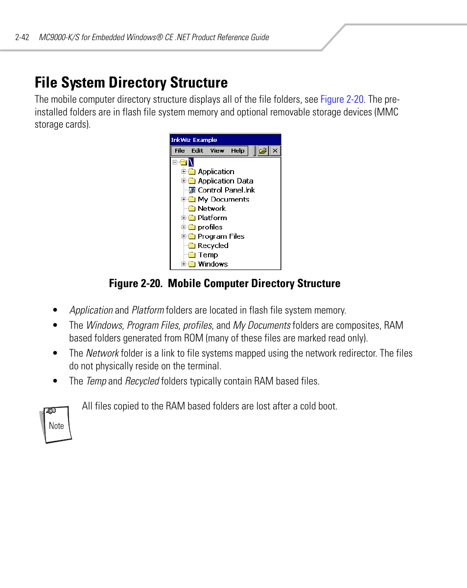 File system directory structure, File system directory structure -42 | Symbol Technologies MC9000-K User Manual | Page 90 / 534