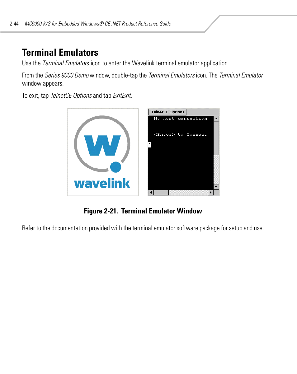 Terminal emulators, Terminal emulators -44 | Symbol Technologies MC9000-K User Manual | Page 92 / 534