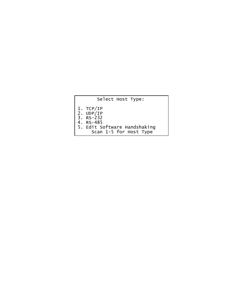 Selecting a host type, Change host type- pck configuration menu option 2, Selecting a host type -11 | Symbol Technologies MK1000 User Manual | Page 59 / 214