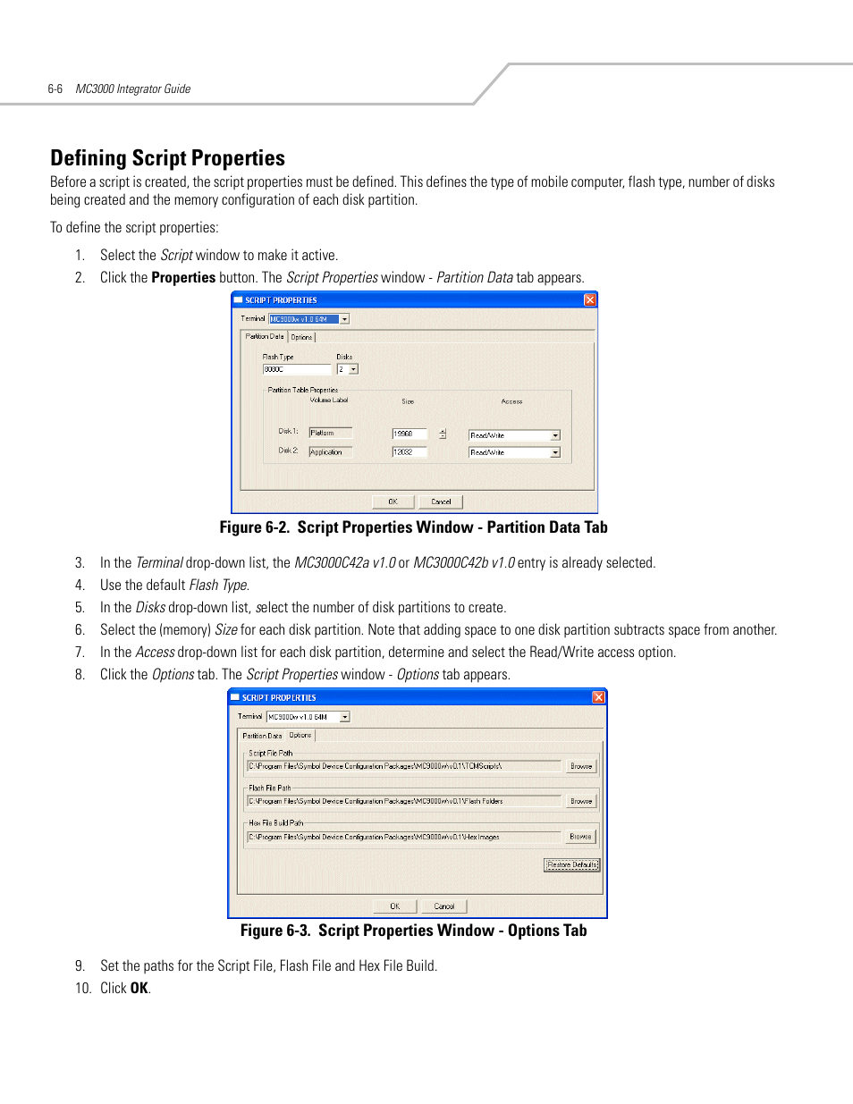 Defining script properties, Defining script properties -6 | Symbol Technologies MC3000 User Manual | Page 100 / 212