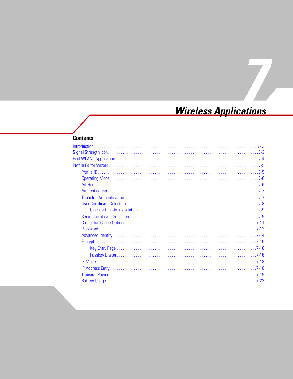 Wireless applications, Chapter 7, Chapter 7, wireless applications | Symbol Technologies MC3000 User Manual | Page 115 / 212