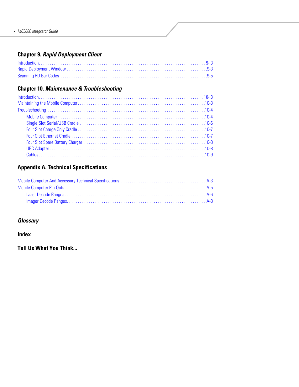 Symbol Technologies MC3000 User Manual | Page 12 / 212