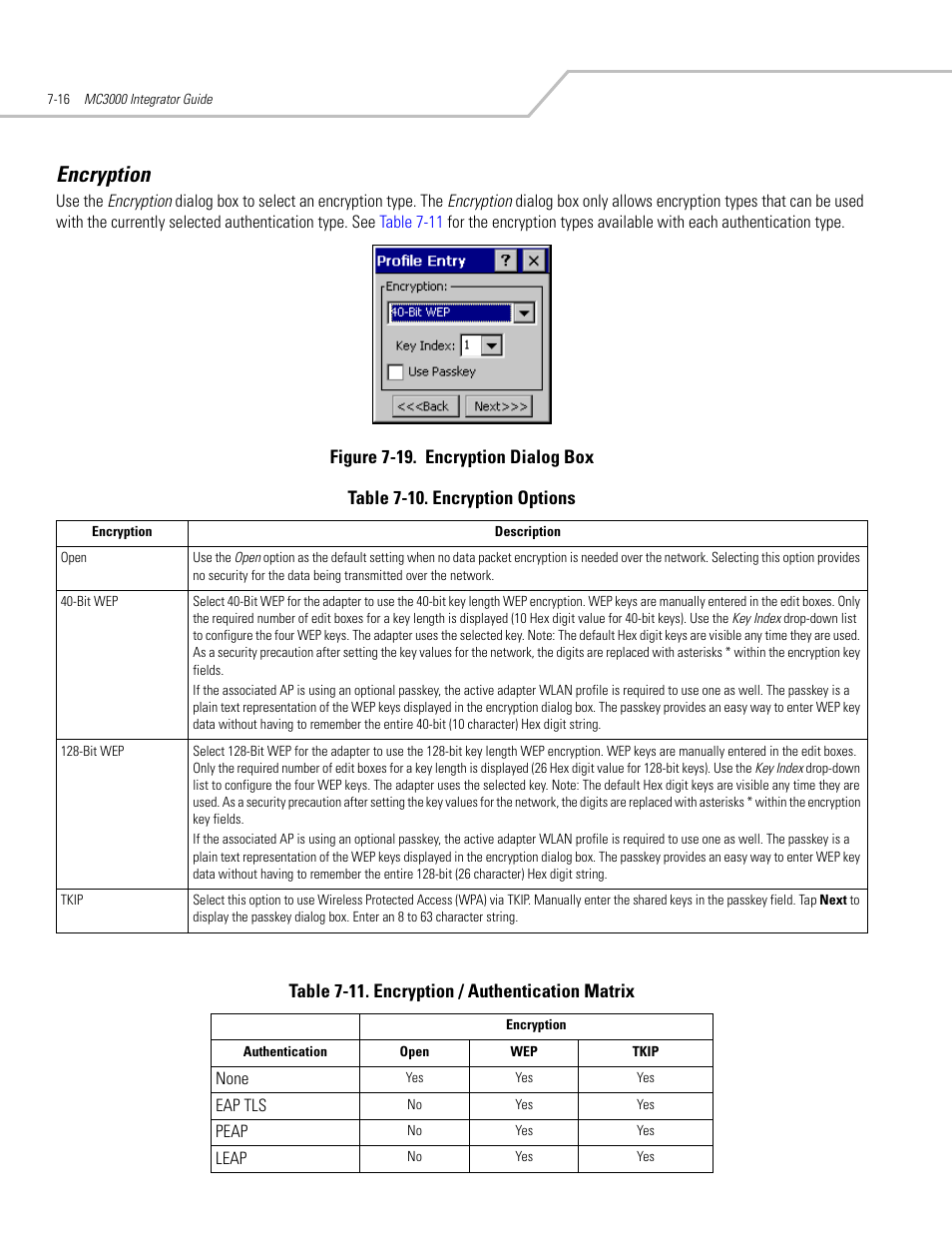 Encryption, Encryption -16, Encryption -15 | For encry | Symbol Technologies MC3000 User Manual | Page 130 / 212