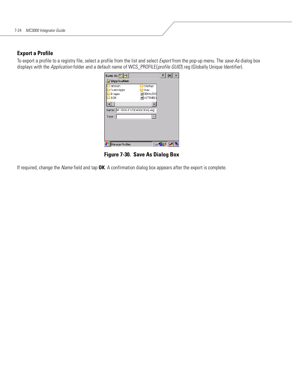 Export a profile -24, Export a profile -26 | Symbol Technologies MC3000 User Manual | Page 138 / 212