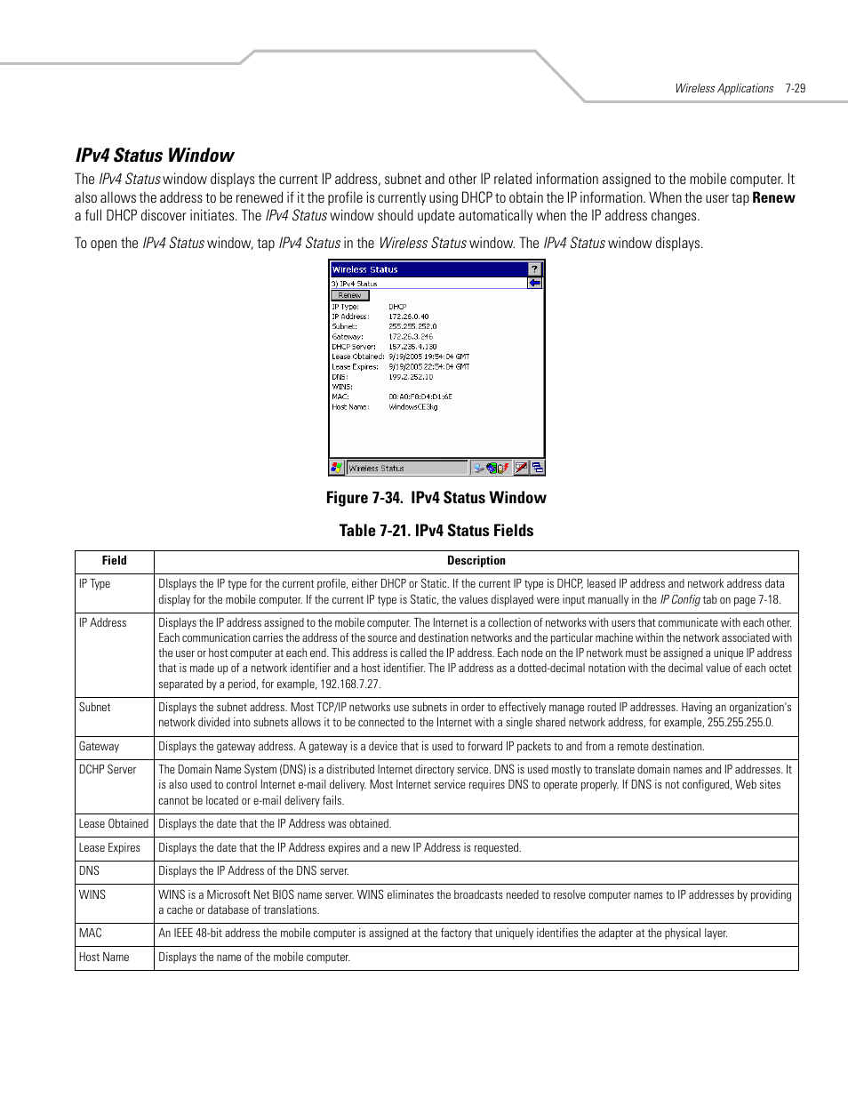 Ipv4 status window, Ipv4 status window -29, Ipv4 status window -31 | Symbol Technologies MC3000 User Manual | Page 143 / 212