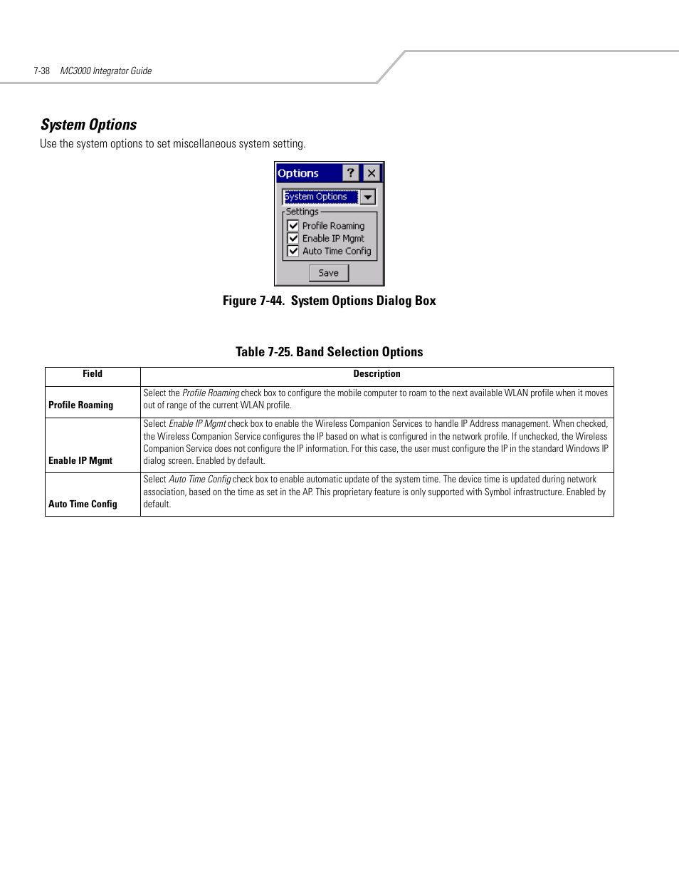 System options, System options -38, System options -42 | Symbol Technologies MC3000 User Manual | Page 152 / 212