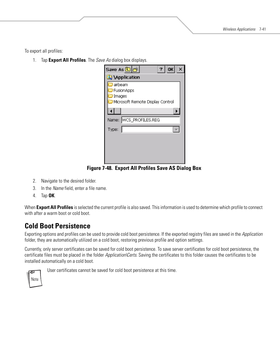 Cold boot persistence, Cold boot persistence -41, Cold boot persistence -45 | Symbol Technologies MC3000 User Manual | Page 155 / 212